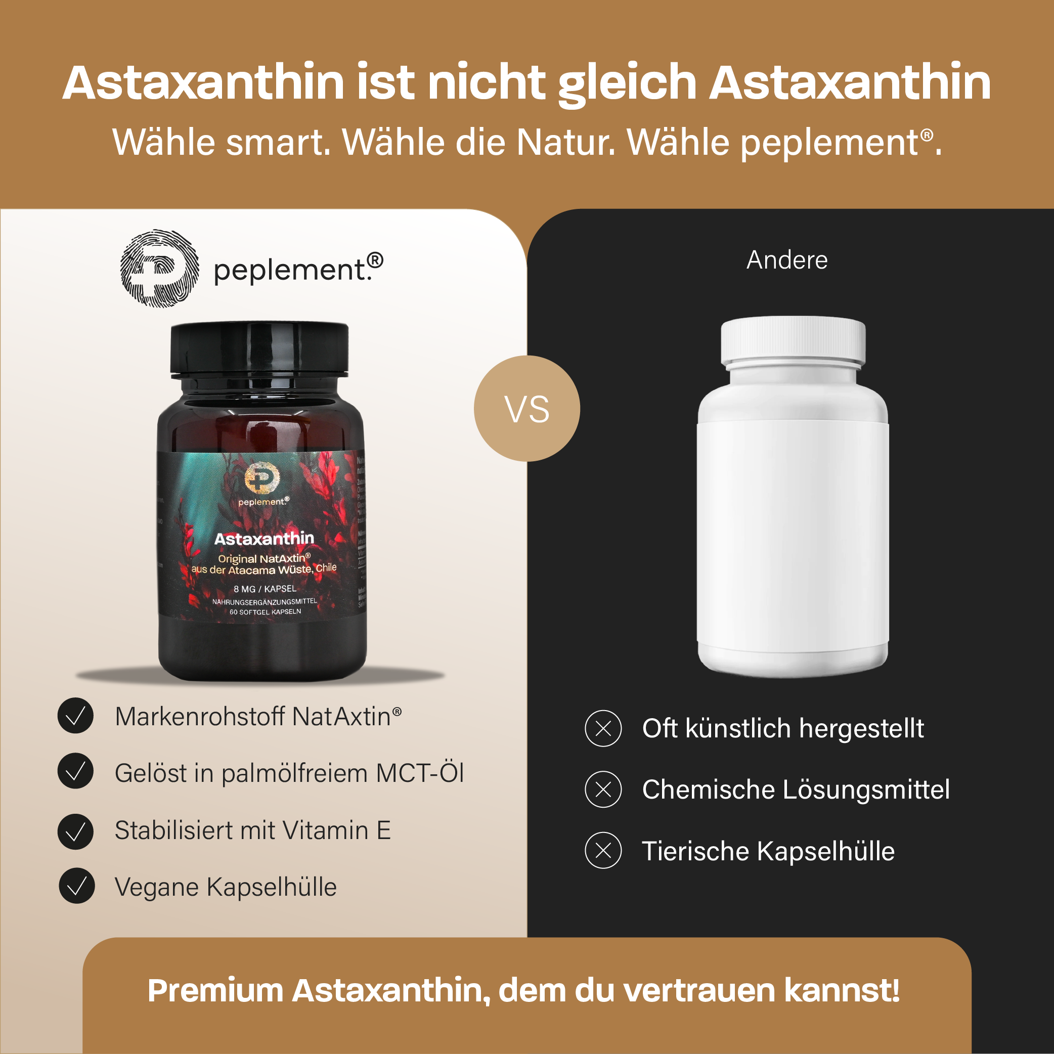 Astaxanthin - NatAxtin®. Premium Antioxidantien Softgels & Vitamin E