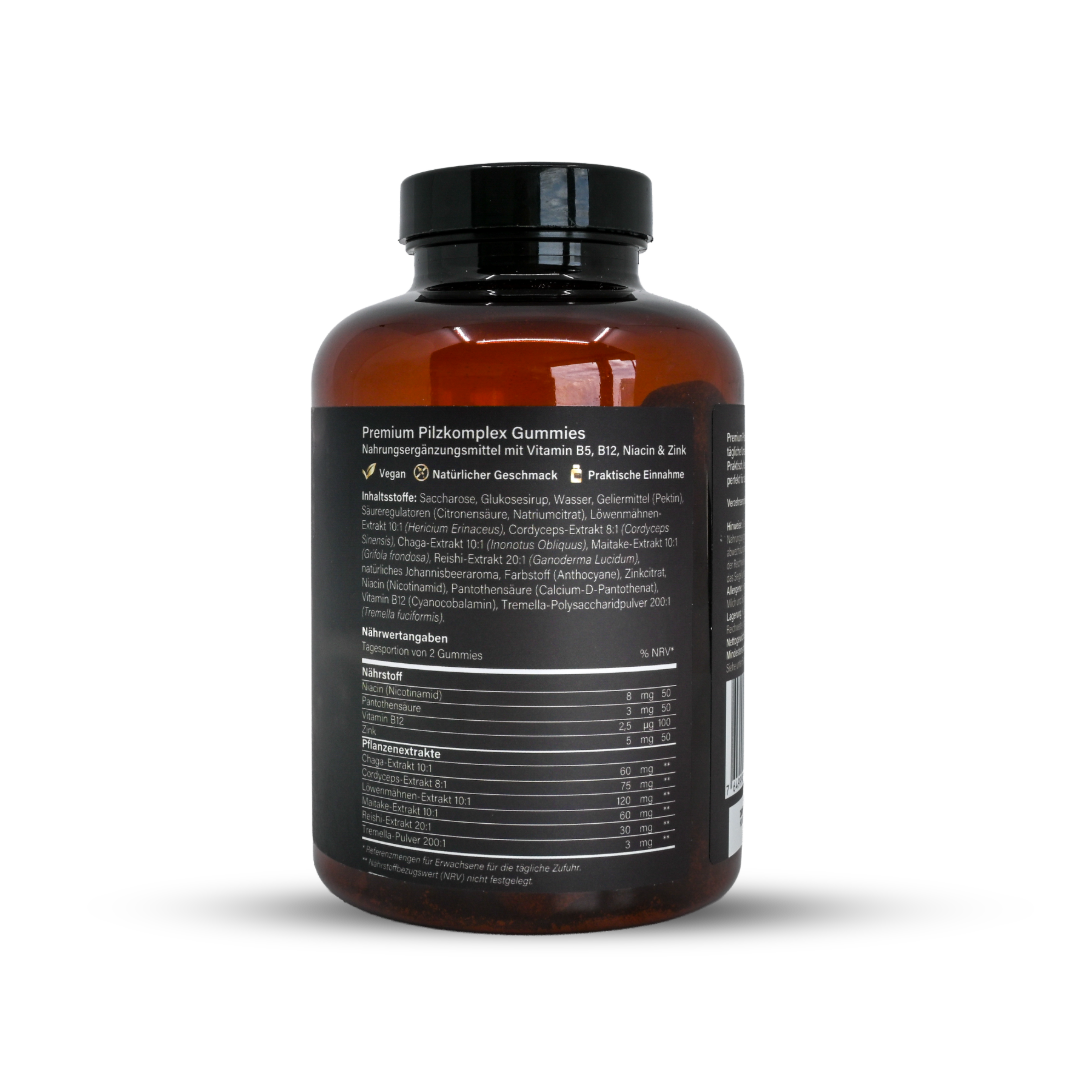 Advanced Mushroom Complex Gummies - Hericium, Reishi, Cordyceps, Chaga, Maitake & Tremella