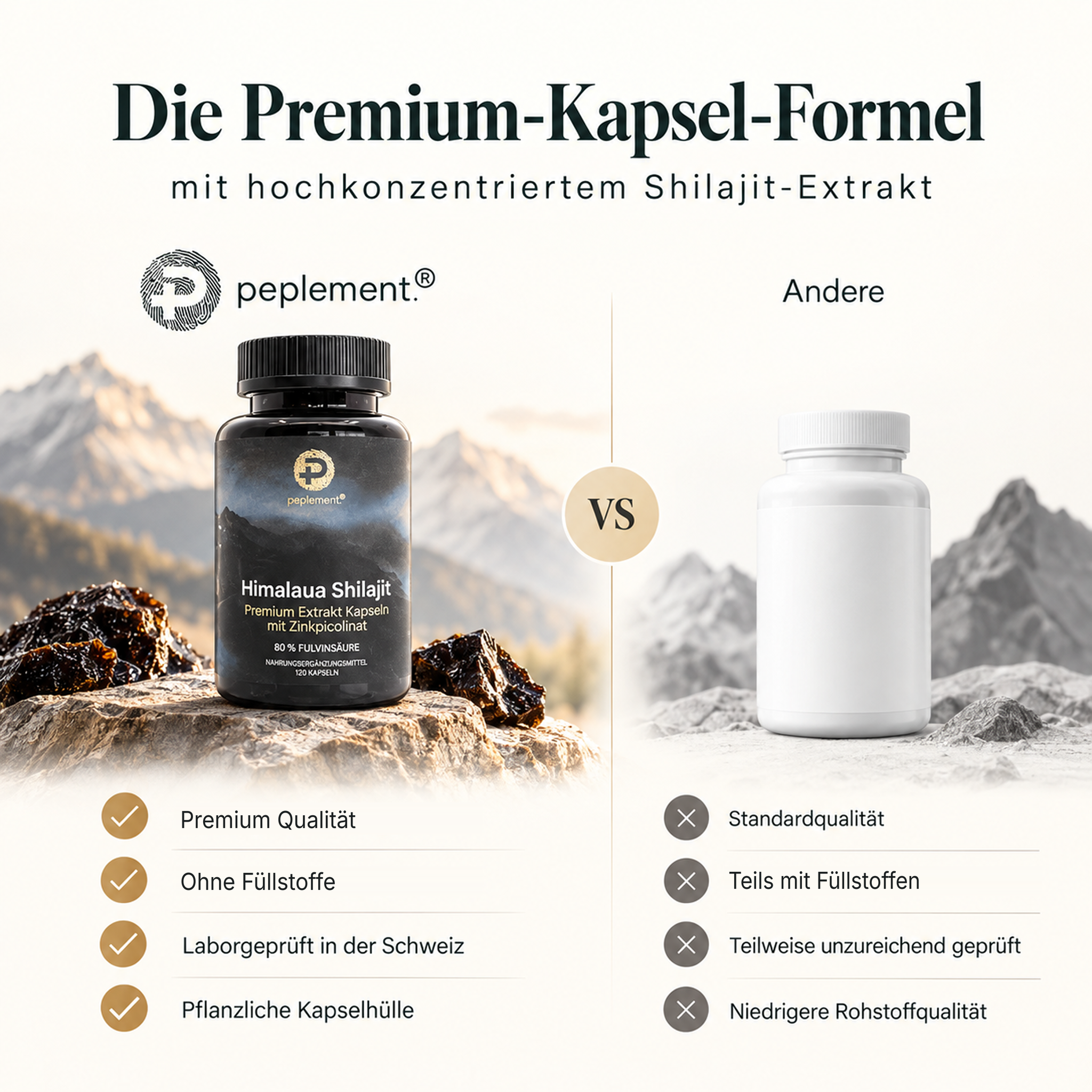 100 % reine Shilajit Kapseln – Premium Shilajit aus dem Himalaya